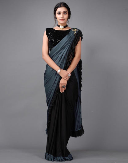 Steel Grey Ready to wear saree | Leemboodi