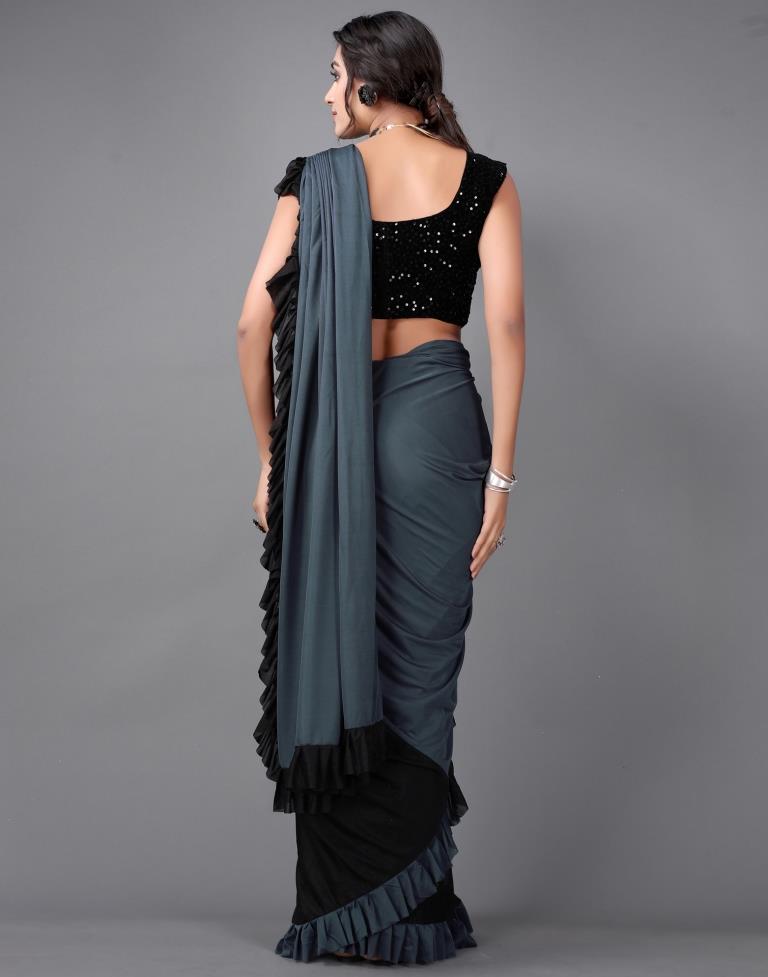 Steel Grey Ready to wear saree | Leemboodi