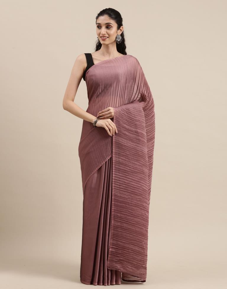 Dusty Rose Pink Pleated Saree | Sudathi