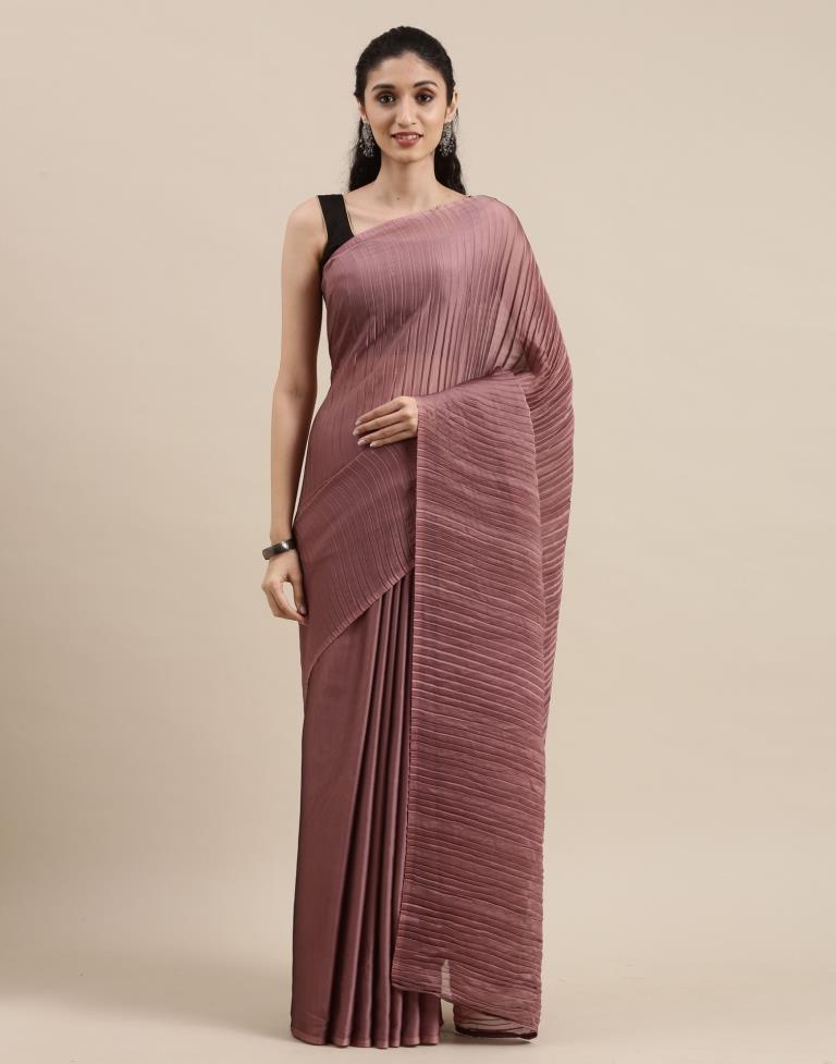 Dusty Rose Pink Pleated Saree | Sudathi