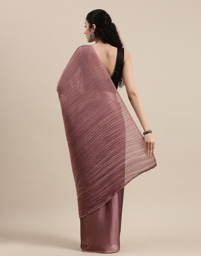 Dusty Rose Pink Pleated Saree | Sudathi