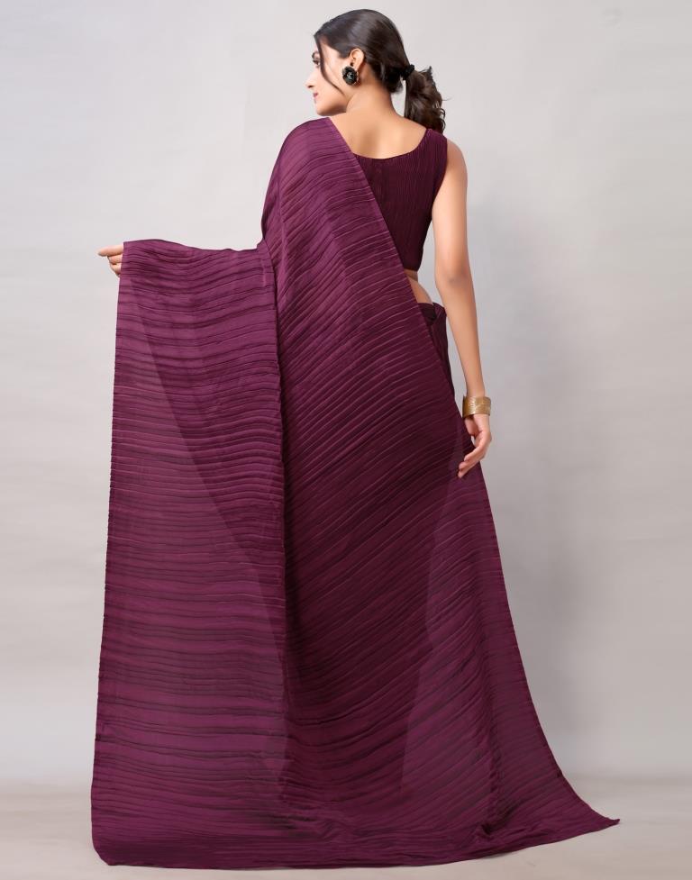 Wine Dyed Georgette Pleated Saree | Sudathi