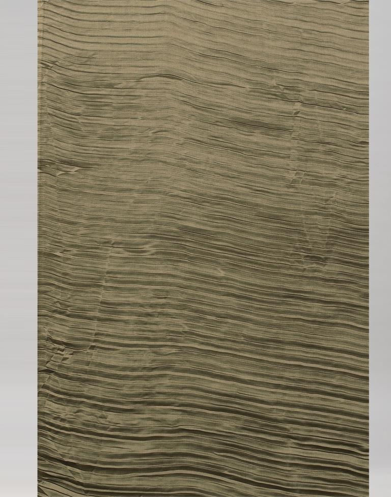 Dark Olive Green Dyed Georgette Pleated Saree | Sudathi