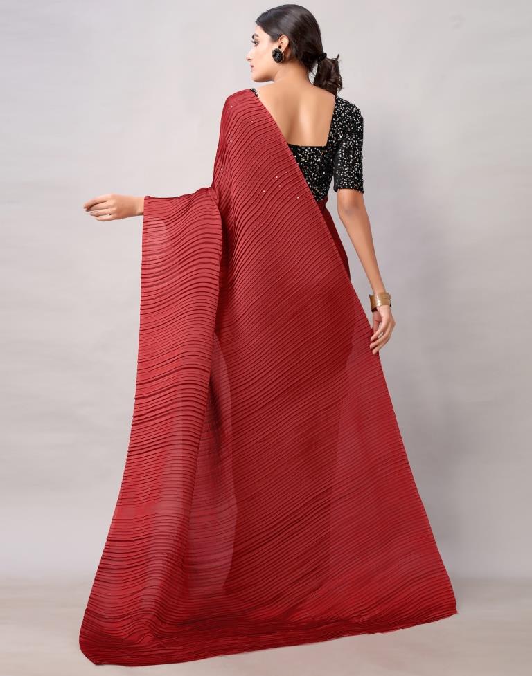 Maroon Pleated Saree | Sudathi