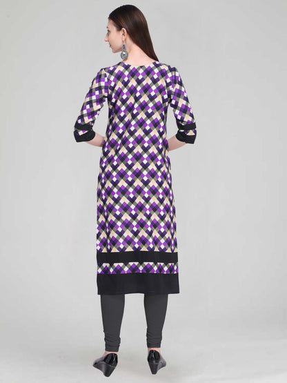 Purple Coloured Printed Crepe Kurti | Sudathi