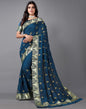 Dark Teal Blue Weaving Silk Saree