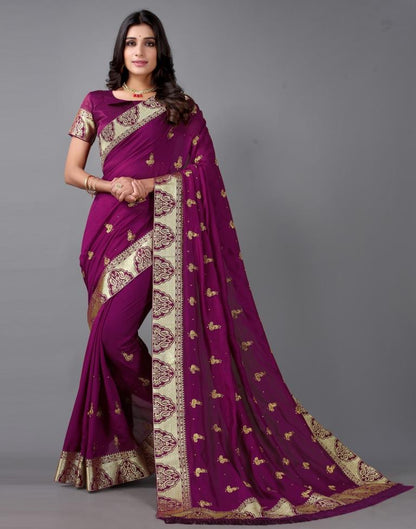 Wine Weaving Silk Saree