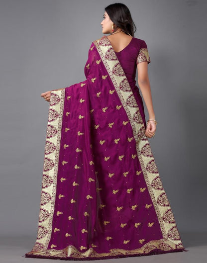 Wine Weaving Silk Saree