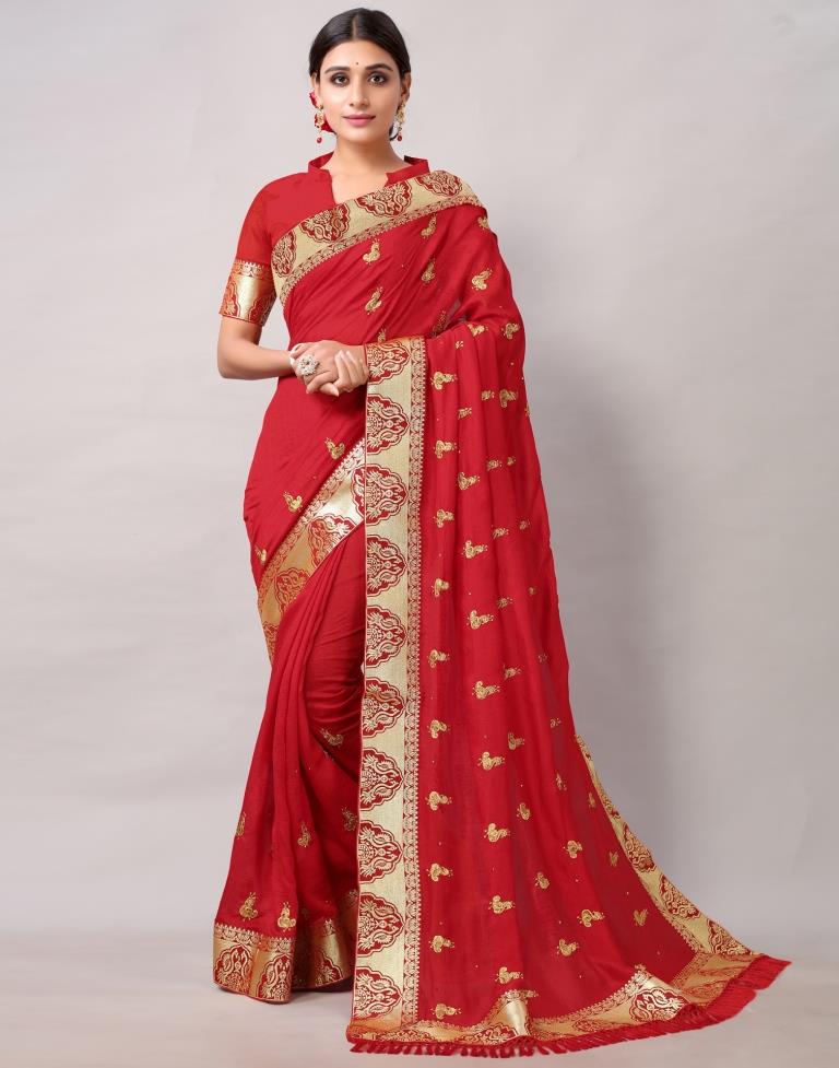 Red Weaving Silk Saree