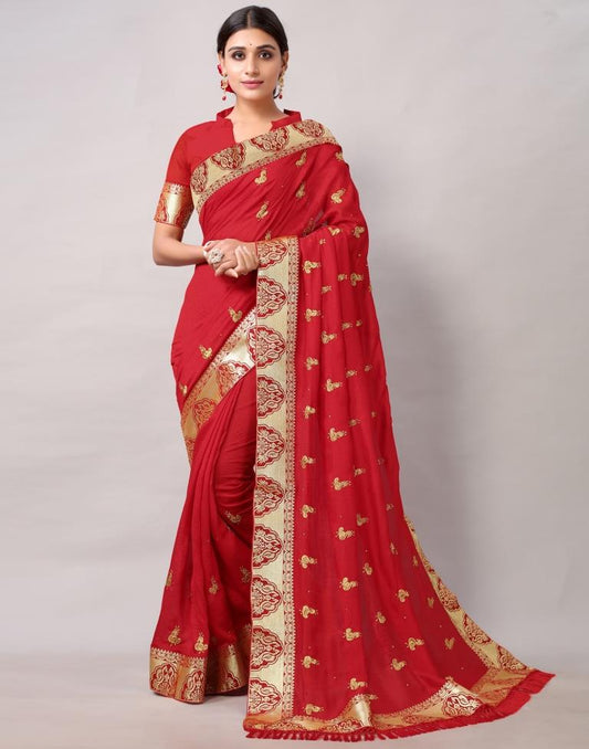 Red Weaving Silk Saree