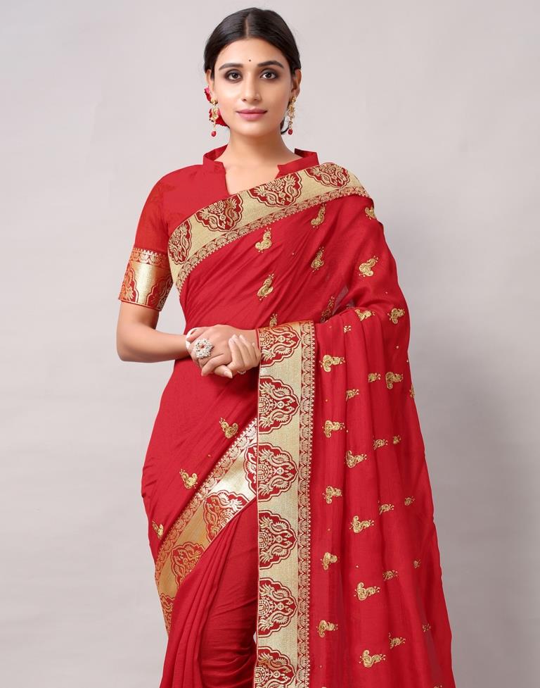 Red Weaving Silk Saree