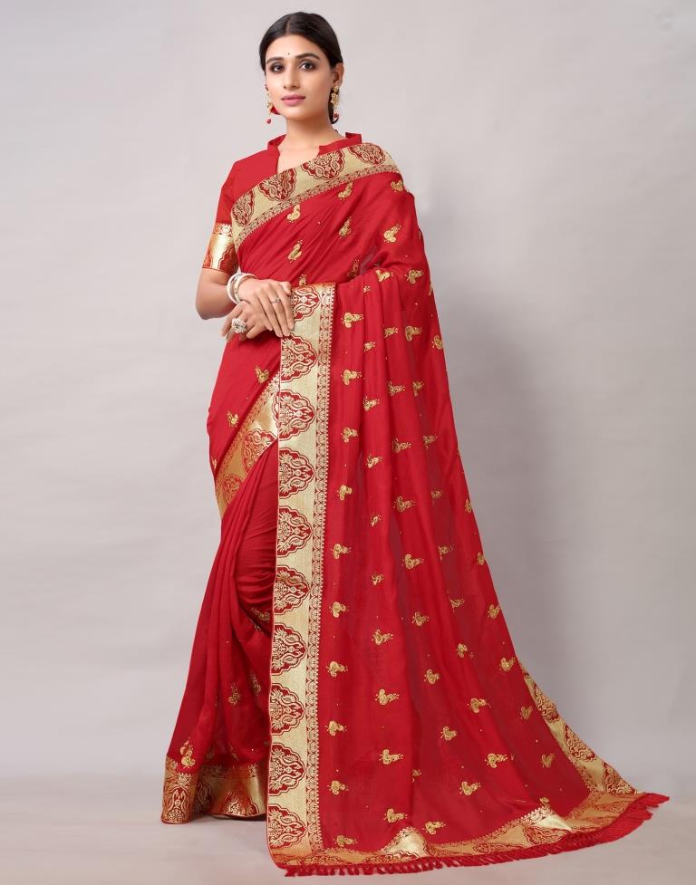 Red Weaving Silk Saree