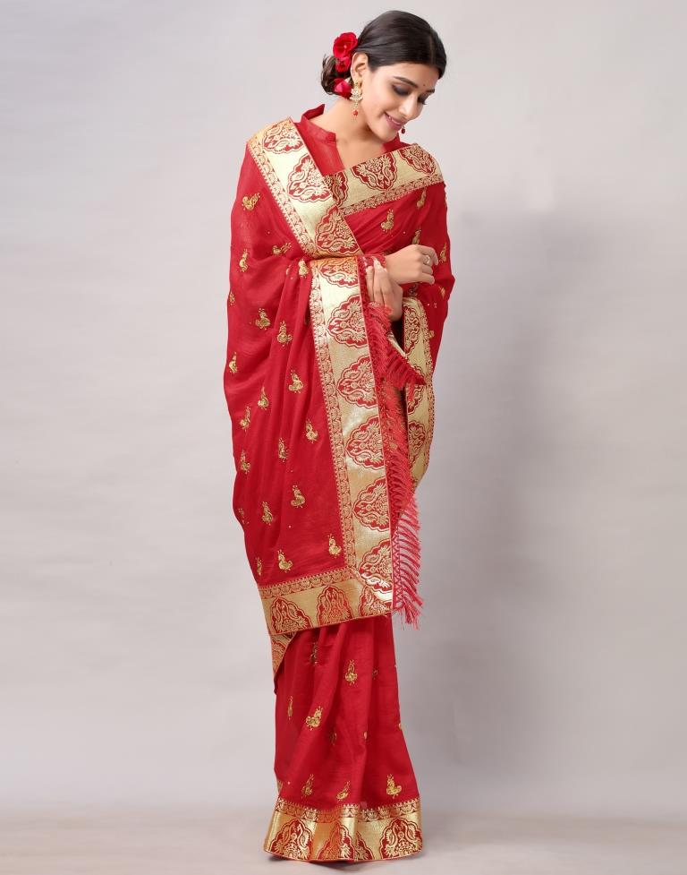 Red Weaving Silk Saree