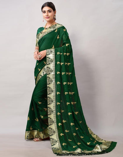 Bottle Green Weaving Silk Saree