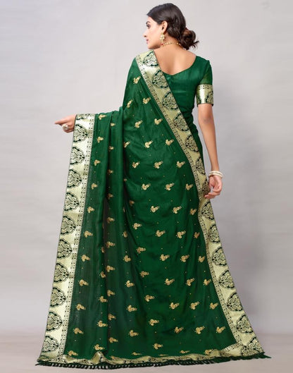 Bottle Green Weaving Silk Saree