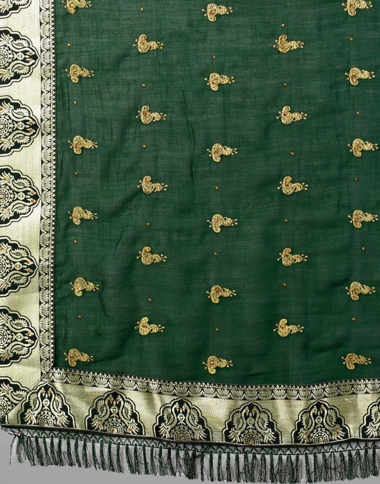 Bottle Green Weaving Silk Saree