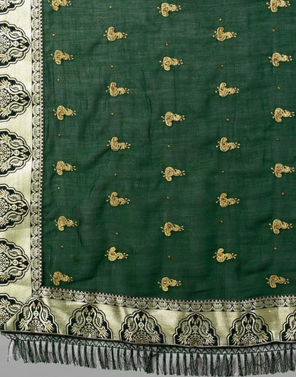 Bottle Green Weaving Silk Saree
