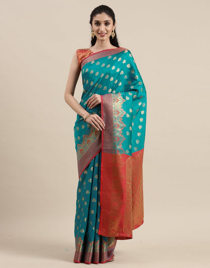 Dark Aqua Blue Silk Saree | Sudathi