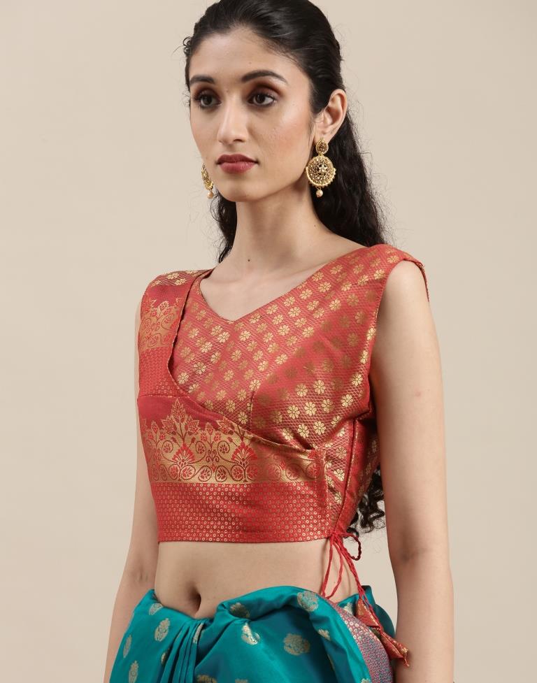 Dark Aqua Blue Silk Saree | Sudathi