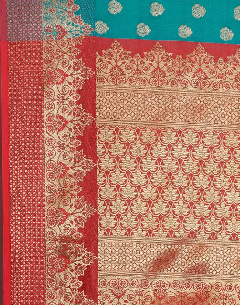 Dark Aqua Blue Silk Saree | Sudathi