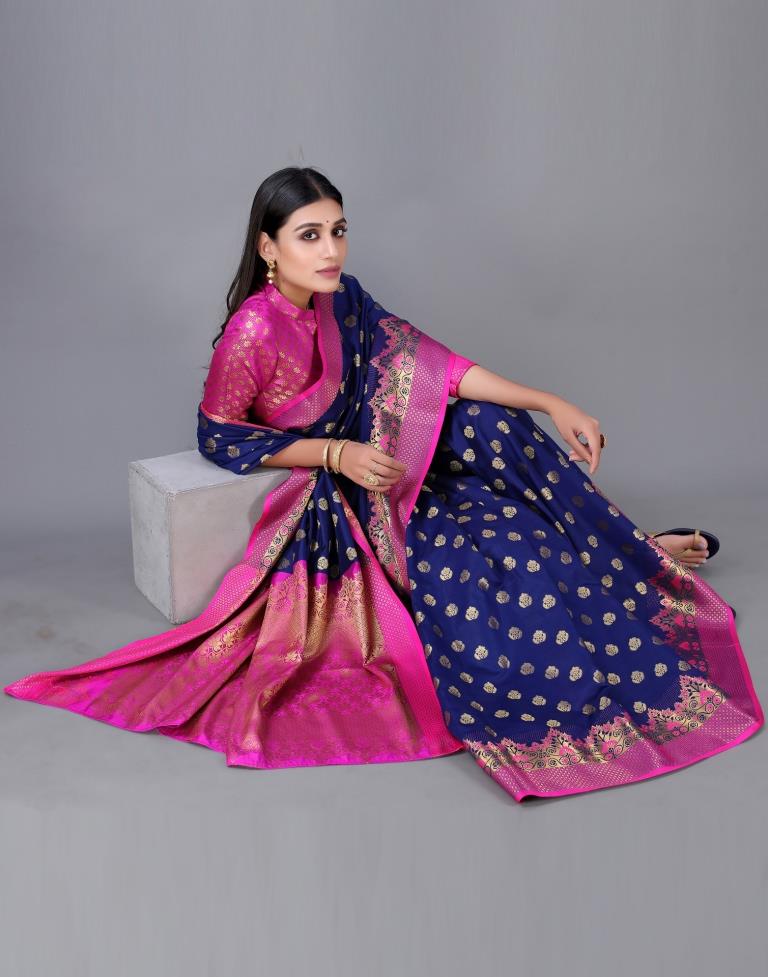 Navy Blue Silk Saree | Sudathi