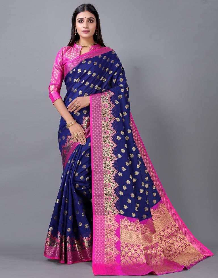 Navy Blue Silk Saree | Sudathi