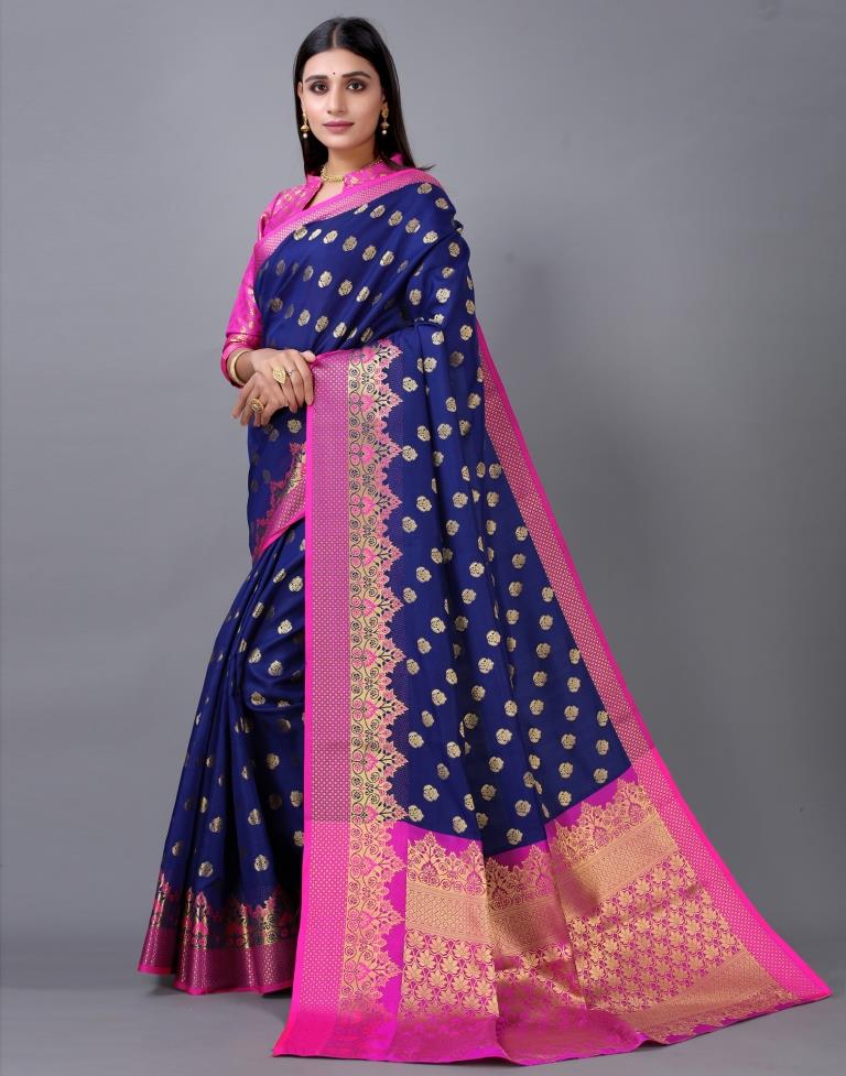 Navy Blue Silk Saree | Sudathi