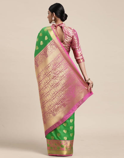 Parrot Green Banarasi Silk Saree | Sudathi