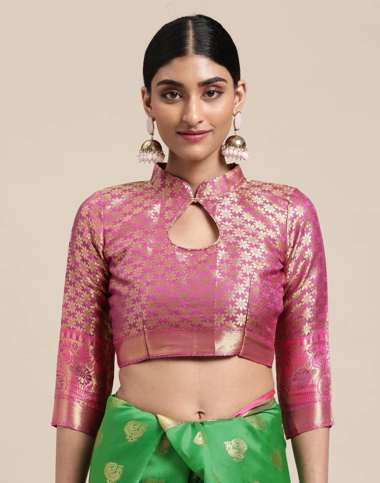 Parrot Green Banarasi Silk Saree | Sudathi