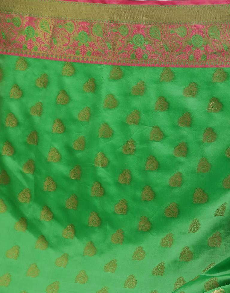 Parrot Green Banarasi Silk Saree | Sudathi