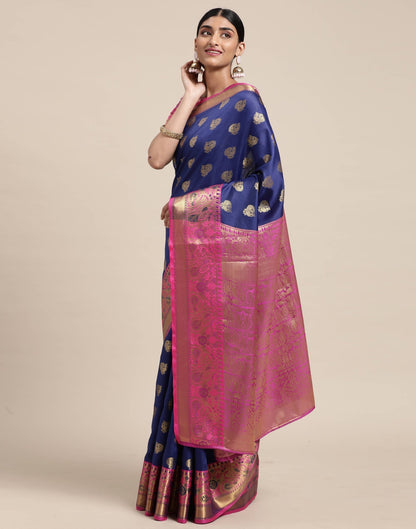 Navy Blue Banarasi Silk Saree | Sudathi