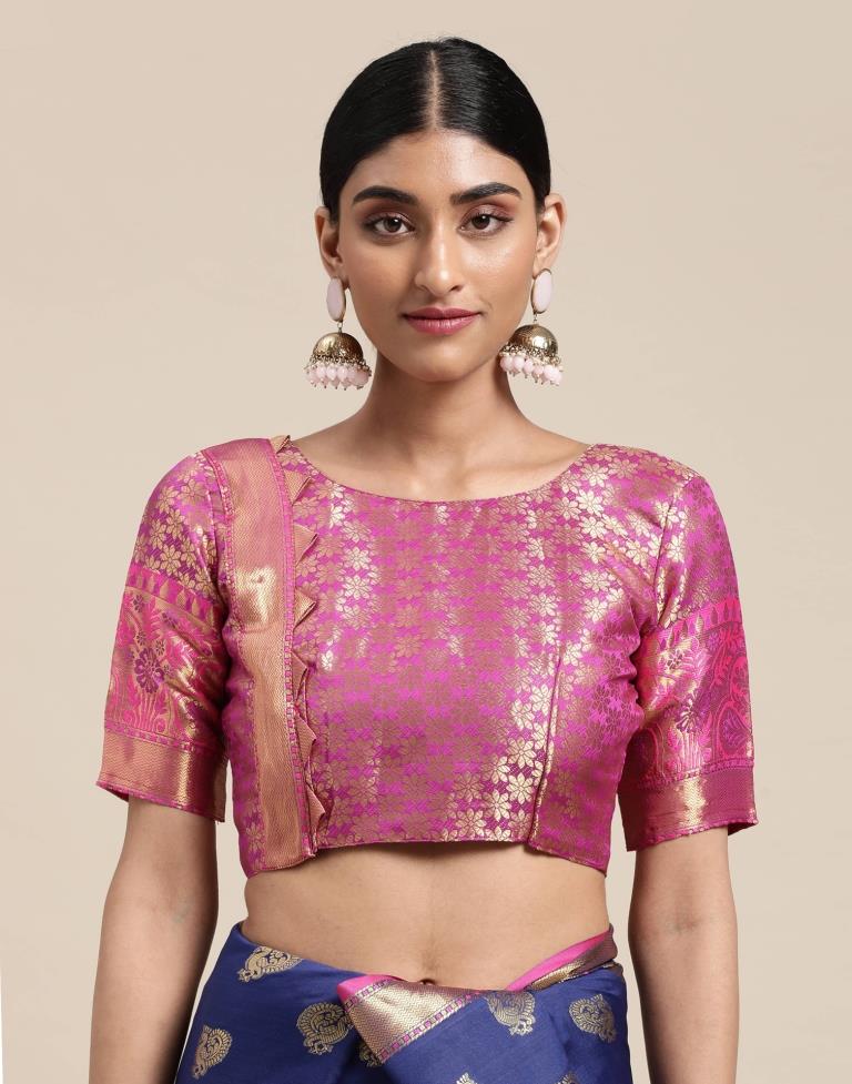 Navy Blue Banarasi Silk Saree | Sudathi