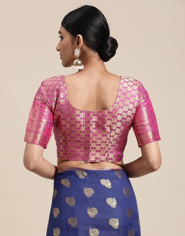 Navy Blue Banarasi Silk Saree | Sudathi