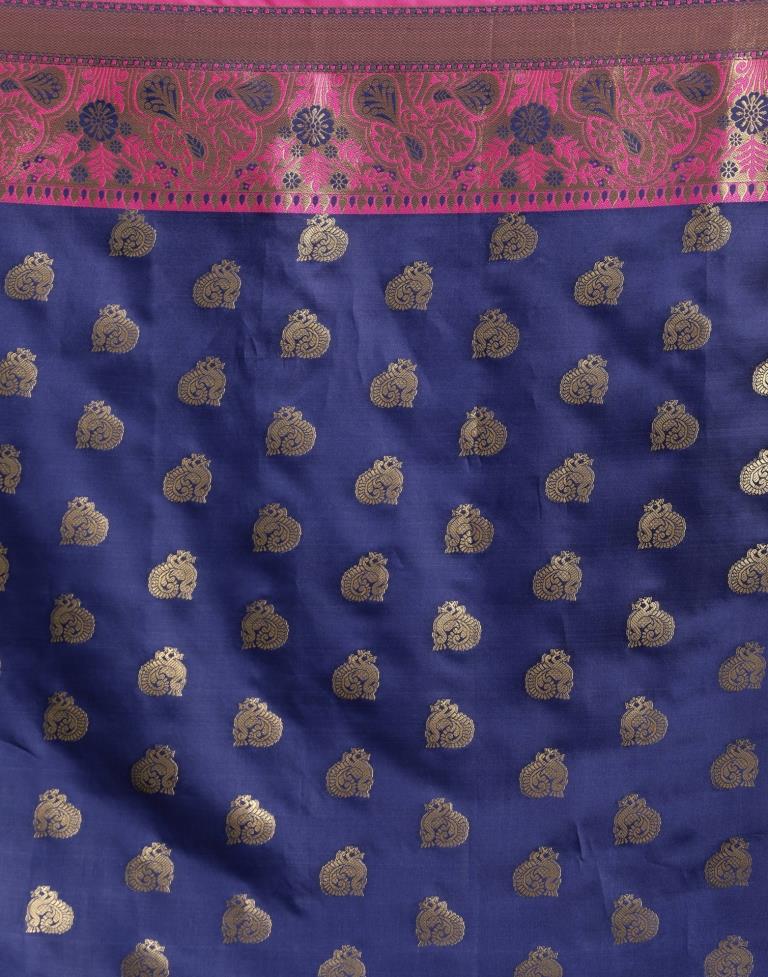 Navy Blue Banarasi Silk Saree | Sudathi
