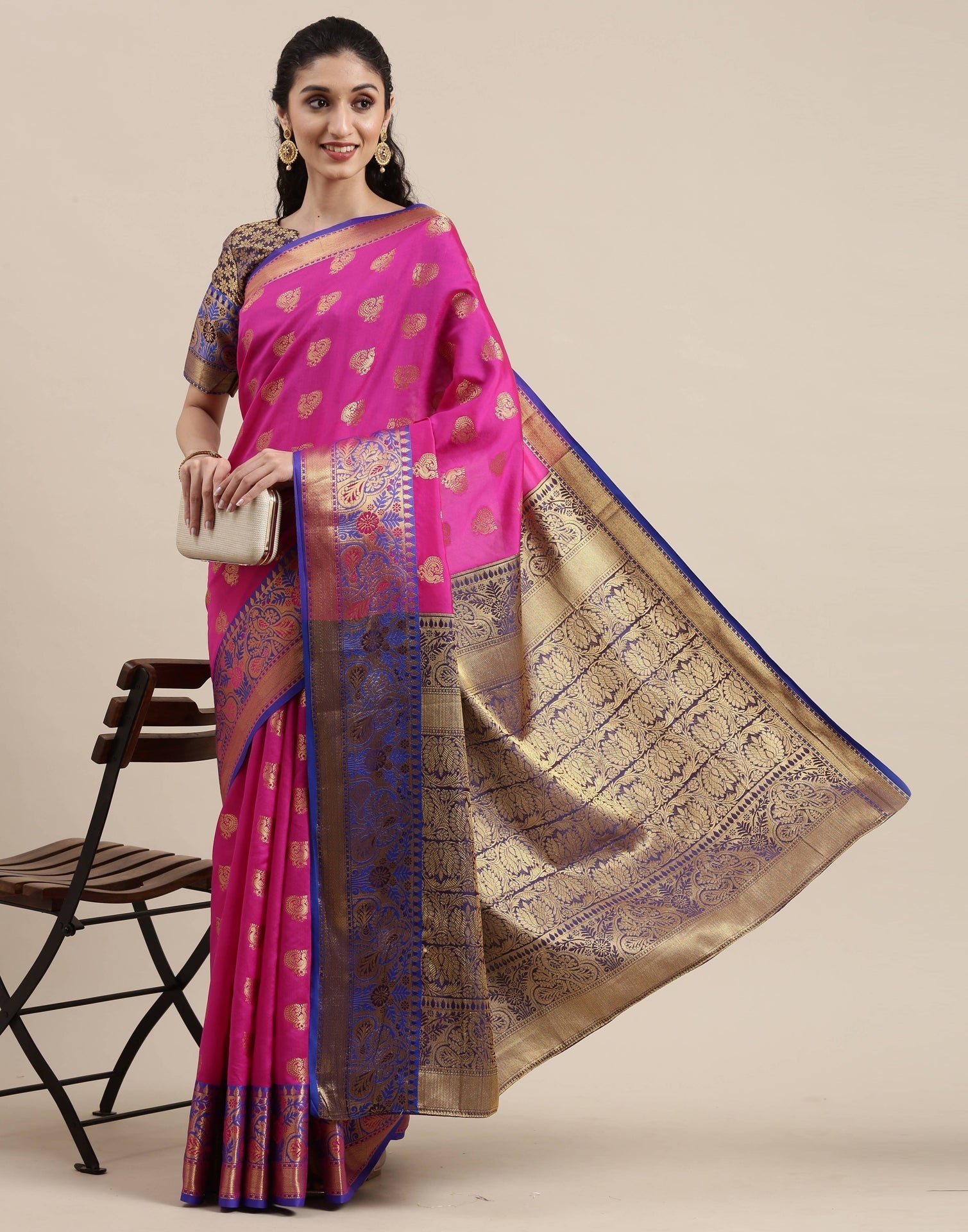 Hot Pink Banarasi Silk Saree | Sudathi