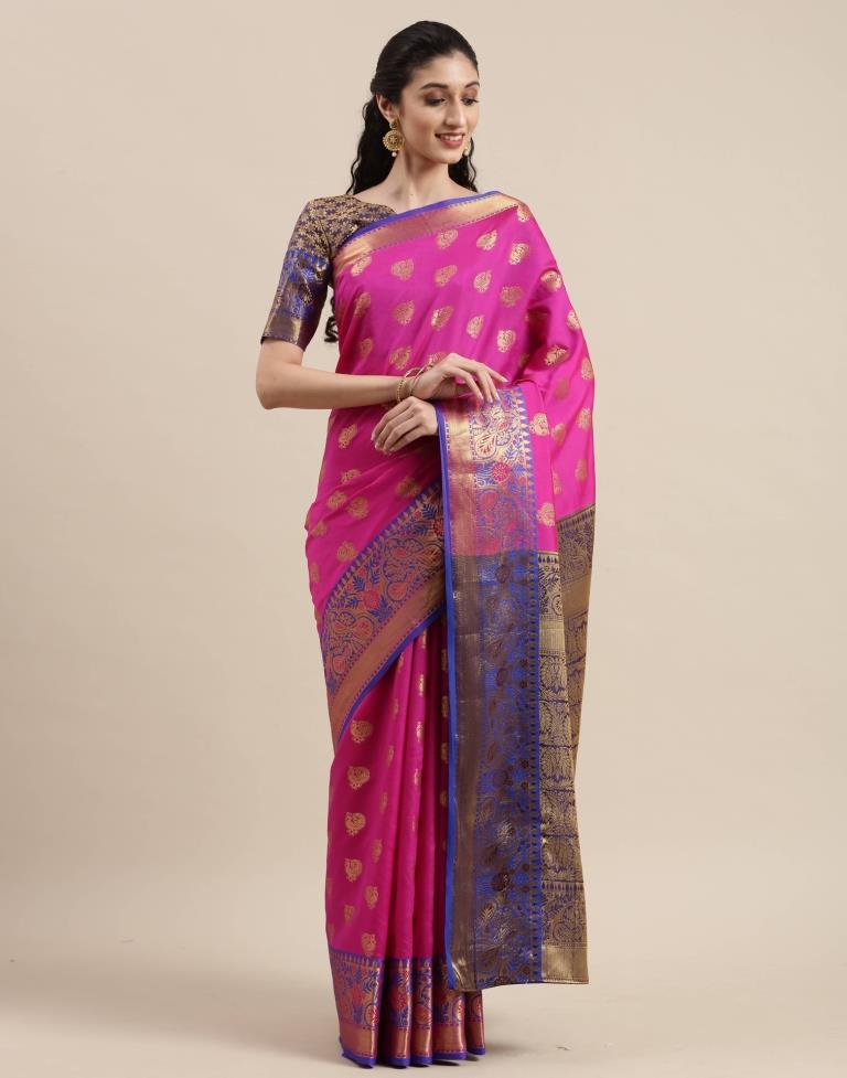Hot Pink Banarasi Silk Saree | Sudathi