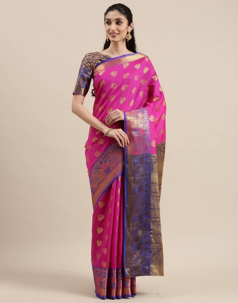 Hot Pink Banarasi Silk Saree | Sudathi