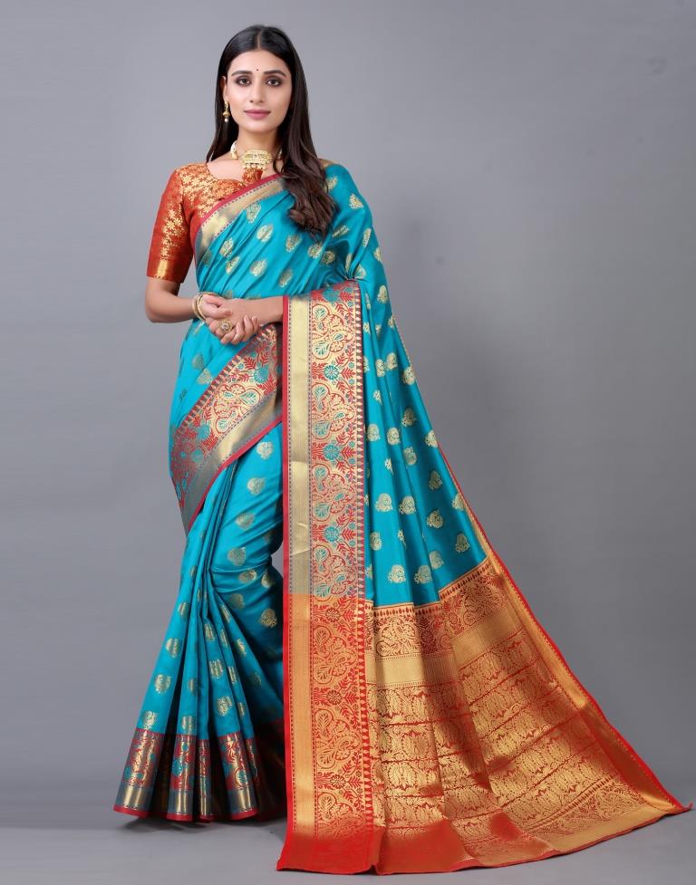 Rama Blue Banarasi Silk Saree | Sudathi