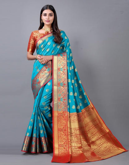 Rama Blue Banarasi Silk Saree | Sudathi