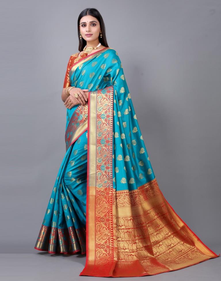 Rama Blue Banarasi Silk Saree | Sudathi