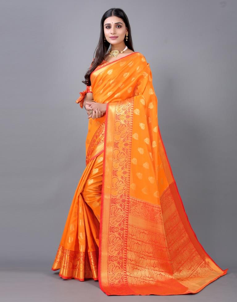 Orange Banarasi Silk Saree | Sudathi