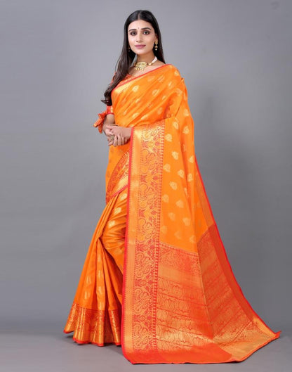 Orange Banarasi Silk Saree | Sudathi