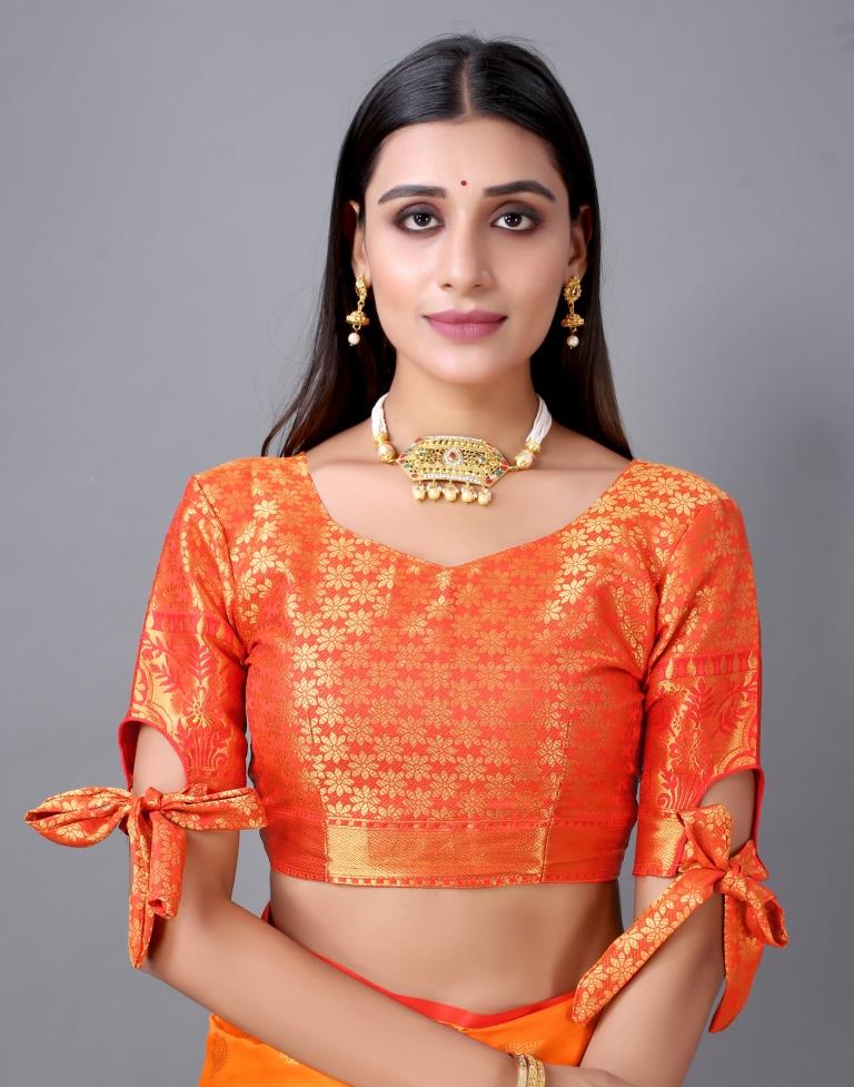 Orange Banarasi Silk Saree | Sudathi