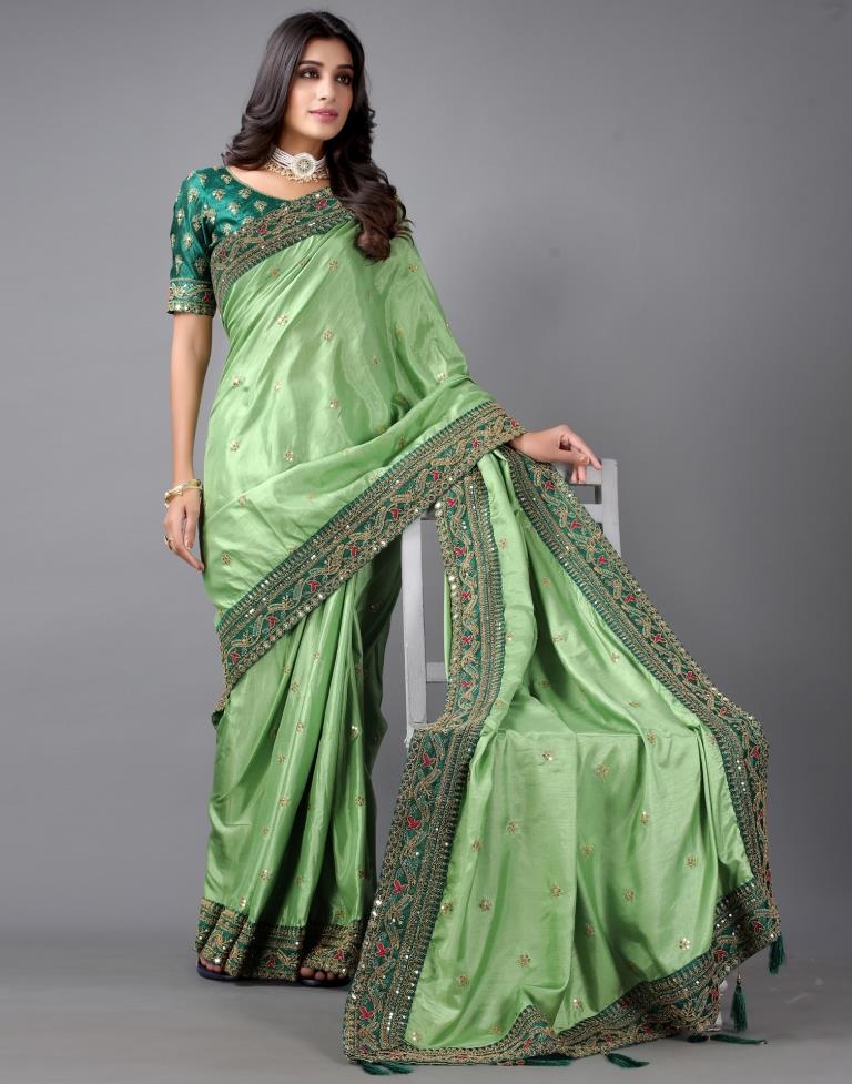Pista Green Silk Saree | Sudathi