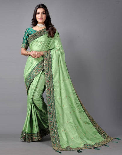 Pista Green Silk Saree | Sudathi