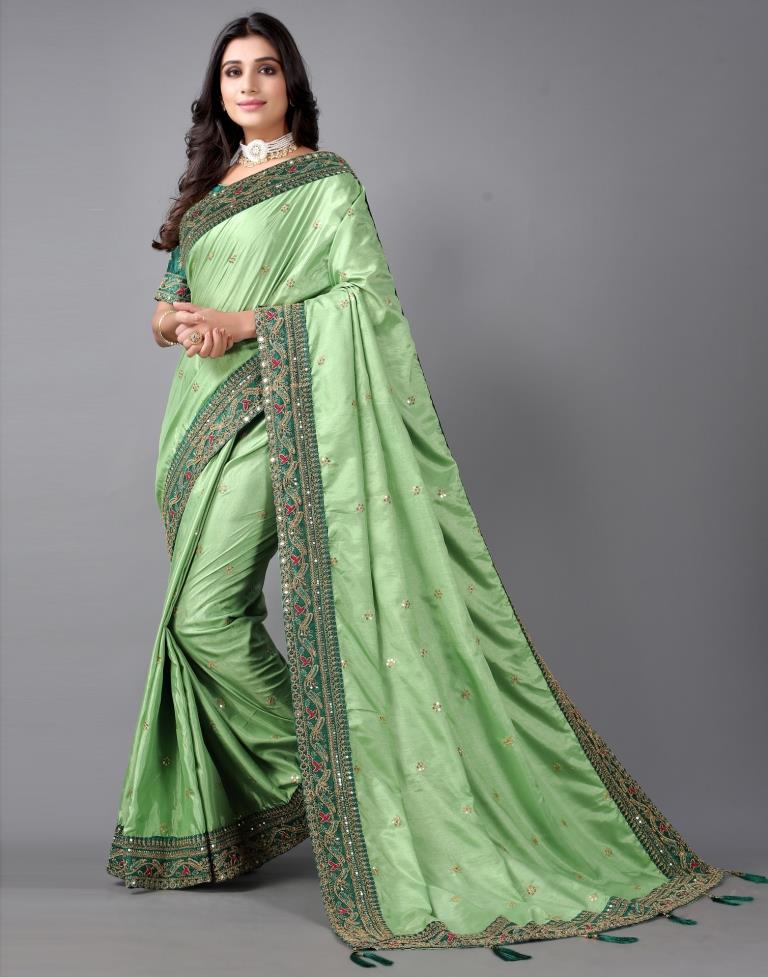 Pista Green Silk Saree | Sudathi