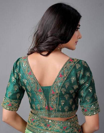 Pista Green Silk Saree | Sudathi