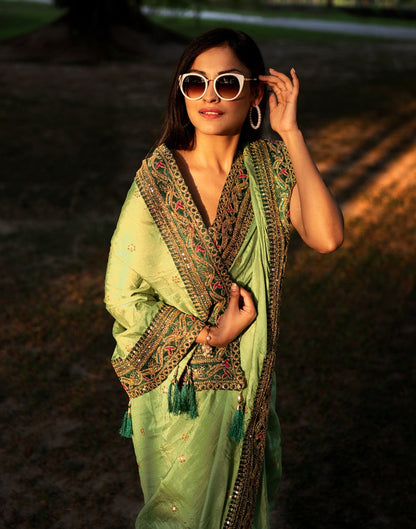 Pista Green Silk Saree | Sudathi