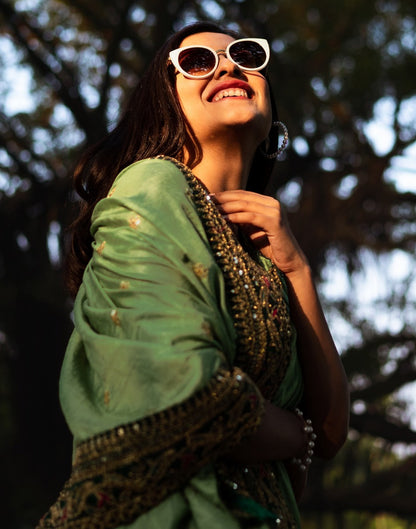 Pista Green Silk Saree | Sudathi