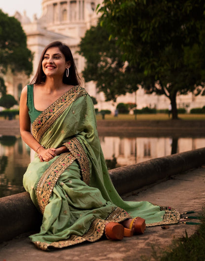 Pista Green Silk Saree | Sudathi